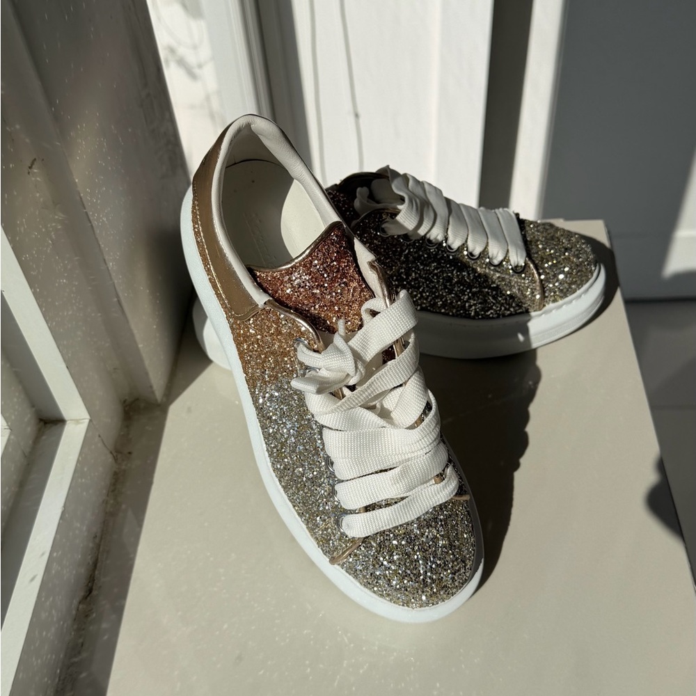 Alexander McQueen Gold and Silver Fashion Sneakers